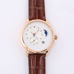 Classic Mens Watch 40mm Automatic Mechanical Watches Business Leather WristWatch Montre De Luxe