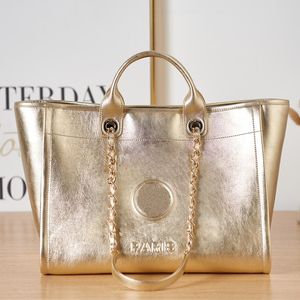 Designer Tote Bag Handv￤skor Designers Guldkvinnor axelv￤ska l￤der metallkedja stora totes handv￤skor cc purses strandp￥se