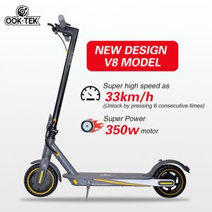 EU US Warehouse Foldbar 8.5-tums Electric Smart Scooter V8 350W 10.5AH Battery Max k￶rstr￤cka 26 km-33 km dubbla bromsskoter med smart app