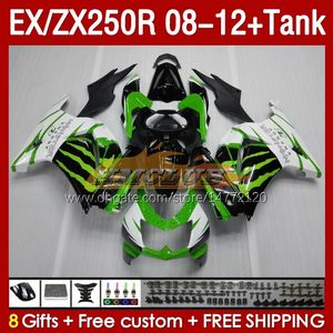 Kawasaki Ninja ZX-250 ZX250 EX250 R ZX250R 08 09 10 2012 163NO.220 EX ZX 250R EX250R ZX-250R 2008 2009 2010 11 12注入フェアリンググリーンストックのタンクOEMフェアリング