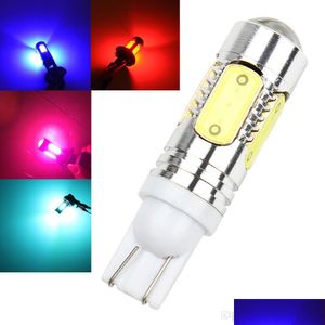 Lampadine per auto 10X Rosa Blu ghiaccio Rosso Ambra Giallo Bianco Ad alta potenza 5 Cob T10 W5W 7,5 W Proiettore a LED Luci di retromarcia di backup Lampada Bb Drop Del Dhwam