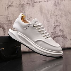 European Style Classic Dress Party Wedding Shoes Light Breathable Lace-Up Casual White Sneakers Round Toe Thick Bottom Business Leisure Walking Loafers Y151