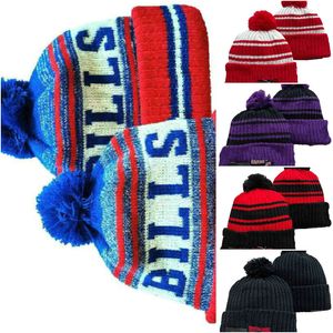Buffalo Beanie Buf North American Football Team Side Patch Winter Wool Sport Gebreide hoed Skull Caps A16