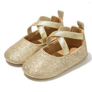 Första vandrare mode guld paljett prinsessor skor glänsande baby non slip mjuk ensam comfort barn