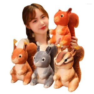 Kissen 1 Stück 25 cm süße Eichhörnchen gefüllte Puppe Simulation Tamiops Swinhoei Kinder Lernspielzeug Plüsch Auto Dekoration Schießen Dekor/Geschenke