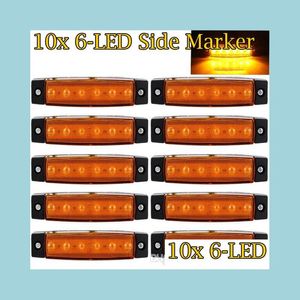 Gündüz Runnung Lights 10x 12V 6 LED Gündüz Kamyon Otobüs Tekne Trail Yan İşaretçi Göstergeleri Hafif Lamba Amber Işıkları Küçük Araba Dhu63