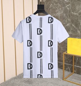 DSQ Phantom Turtle Mens Designer T Shirt Italian Milan Fashion Alllover Logo Striped T-shirt Summer Blay White T-Shirt Hip H210m