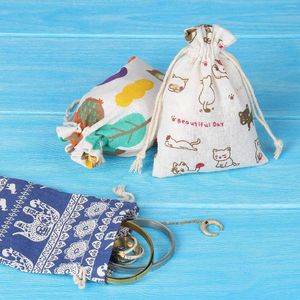 Christmas Decorations Cloth Bag With Clip Drawstring Cartoon Advent Calendar Hanging Decoration