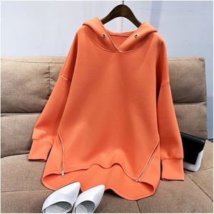 Bluza Bluza damska jesień koreańskie cienkie z długim rękawem zamek błyskawiczny harajuku luźne ubrania pullover sudadera mjer 220722