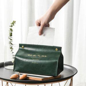 Nordic Style Leather Tissue Box Car-carrying Living Room Toilet Paper Box Organizer Storag Bedroom Kitchen Desktop Tissue Boxs RRE15170