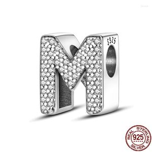Pärlor Plata Charms of Ley 925 Original Fit Armband Silver Letter Series-M Charm Diy Women Pendant Jewelry