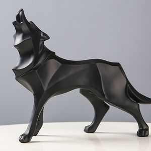 Decorative Objects Figurines Resin Abstract Wolf Statue Nordic Geometric Animal Sculpture Crafts Home Office Shelf Desk Decoration Ornaments 221017