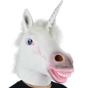 Party Masks Unicorn Horse Halloween Creepy Deluxe nieuwigheid Kostuum Cosplay Prop Latex Rubber Head Full Face Mask 221017