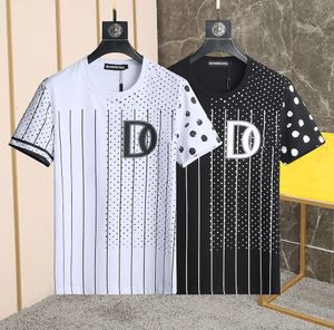 DSQ PHANTOM TURTLE Mens Designer T shirt Italian Milan Fashion Polka Dot with Striped Print T-shirt Summer Black White T-shirt Hip Hop Streetwear 100% Cotton Tops 1188