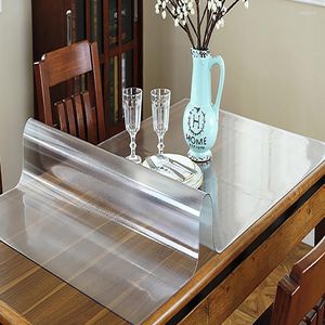 Table Cloth 1.0mm/1.5mm/2mm/3mm Thick Clear Soft Glass Crystal Boards Placemats Rectangular Tablecloth Silicone Waterproof Transparent Cover