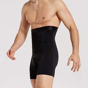 Shapers do corpo masculino compressão de compressão alta boxer shorts barriga barriga fina