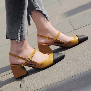 Sandals Summer High Heels Thick Heel Women's Shoes Fat Feet Wide Simple Fashion Wild Word Buckle