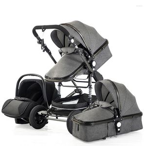 Strollers 2022 Baby Stroller Trolley High Landscape 3 In 1 Double Faced Children Luxury Portable Pushchair Folded