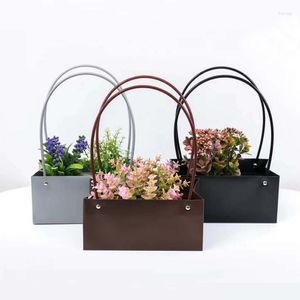 Presentförpackning 100 st Portable Flower Box Packaging Basket Gift Waterproof PVC Plastic Bag Florist Supplies
