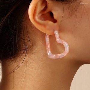 Hoop kolczyki różowe serce urocze akrylowa koreańska moda geometryczna dla kobiet Oświadczenie biżuterii Oorbellen voor vrouwen