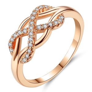 Kobiety Rose Gold Infinite Love Ladies Pierścień Moda Geometria Weddna Biżuteria