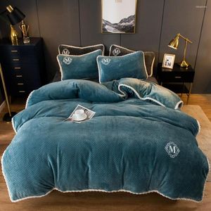 Bedding Sets Winter Flannel 1pcs Quilt Cover 2pcs Pillowcase Soft Worm Blue Coral Fleece Comforter Duvet Thickening Warm