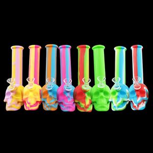 smoking accessories new silicone water bong Skull shape glass pipes unbreakable heady Bong dab rig pipe Hookah for smoke dry herb wax vaporizer