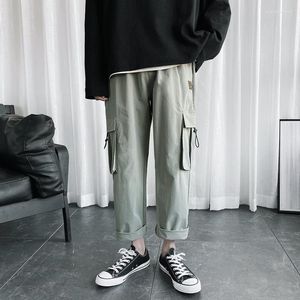 Men's Pants Cargo Men's Tide Brand Ins Loose Straight Casual Trend Wild Wide-legged Drawstring 9-point Baggy