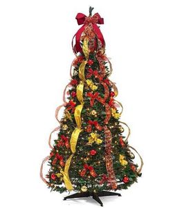 クリスマスデコレーション1 mリボン暗号化されたライト事前に照らされた事前に装飾されたクリスマスツリーイージーアセンブリ装飾でポップアウトウォームライトL221018