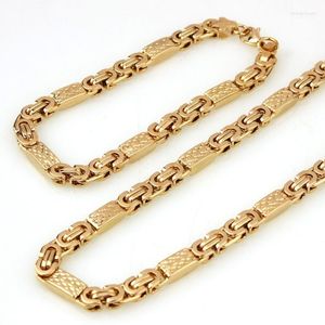 Necklace Earrings Set & Fashion Men Women 6mm Gold Stainless Steel Chains Flat Byzantine Bracelet Sets Customize 316L Jewelry