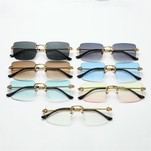 Designer-Sonnenbrillen, Herren-Sonnenbrille, europäisch, Unisex, rahmenlos, Vintage-Luxus-Design, Valentinstag, randlose Sonnenbrille, Anti-Blaulicht-Luxus-Sonnenbrille