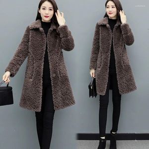 Women's Fur Fashion Sheep Shearing Particle Cashmere Mink Imitation Coat Female 2022 Autumn Winter One-Piece Women Overcoat