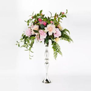 Bröllop Dekor CM Tall Reversible Trumpet Flower Arrangement Metal Vase Imake Wedding Gold Column Stand Centerpiece For Wedding Party Make433