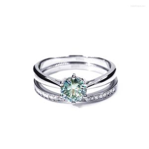 Cluster Rings Tianyu Gems White Green Moissanite Diamond Sterling Silver 925 Fine Jewelry Свадебные наборы Свадебное обручальное кольцо аксессуар