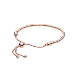 Rose Gold Slider Bracelet with Original Box for Pandora Authentic Sterling Silver Snake Chain Charms Bracelets Women Girls Wedding Party Jewelry Set