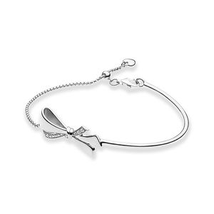 Bransling Bow Slider Bracelets z oryginalnym pudełkiem dla Pandora 925 Srebrne srebrne kobiety projektanta weselnego projektanta biżuterii