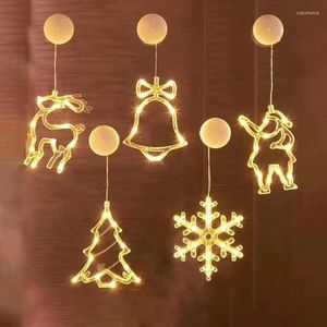 Christmas Decorations Window Decor Light LED Battery Lights Sucker Lamp Elk Decoration Snowflake Suction Cup