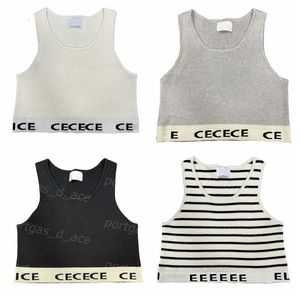 Women's T-Shirt Letters Knit Tank Tops White Black Striped Womens Tanks Top