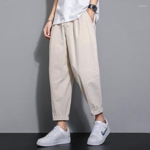 Pantaloni da uomo 2022 Pantaloni di lino alla moda da uomo Tinta unita Casual All'aperto Quotidiano Abbigliamento taglie forti