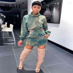 Work Dresses Tie Dye Print Women Mini Skirt Set 2 Pieces Crop Top And Outfits Sexy Night Club Track Suit