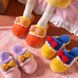 Slippers Winter Cotton Female Cute Bow-knot Indoor Home Non-slip Autumn And Cartoon Warm Women's House