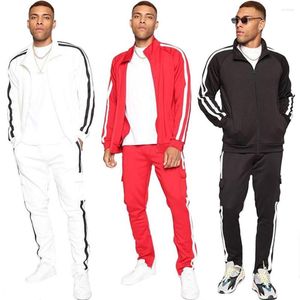 Hoodies masculinos 2022 Men Sports and Leisure Suit Stripe estilo casaco solto versátil adequado para roupas de motocicleta com calças