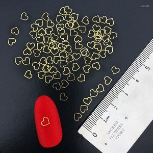 Nail Art Decorations Designs Hollow Heart 100pcs 3D Stickers Alloy Rivet Gold Metallic Studs Accessories Decoration