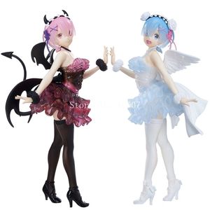 16cm Re zero vida inicial em outro mundo Anime Figura Angels Rem Demons Ram Ação Figura REM/RAM Feliz Modelo Doll Toys 220426