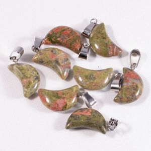 Fashion Assorted Healings Crystal Stone Charms Pendants for Necklaces Chakra Reiki Bulk for Jewelry Making Unakite Stones