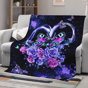 Blankets Beautiful Butterfly With Rose Style Fall Thin Single Fleece Blanket Home Textiles Warm Bedroom Throw Quilt For Adult KidBlankets