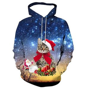 Sweatshirts Herren Rundhalspullover 3D-Digitaldruck Starry Christmas Casual Hoodies