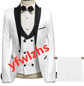 Erkekler bir düğme damat smokin zirve yaka sağdıçlar düğün/balo/akşam yemeği adam blazer ceket pantolon ttwo buttonsie yelek w772