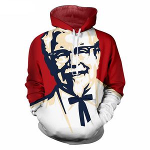 Męskie bluzy bluzy jesień/zima nowe 3D KFC Print European and American Loose Pullover