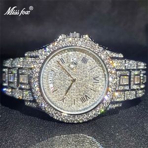 Relógios de pulso Relogio Masculino Luxo Missfox Ice Out Diamond Watch Multifuncional Dia Data Ajustar Calendário Quartz Relógios para Homens Dro 221018